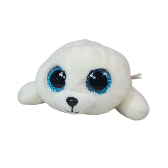 Ty Beanie Boos Plush White 8" Arctic Blue Glitter Eyes Icy Seal Stuffed 2017 - Picture 2 of 11